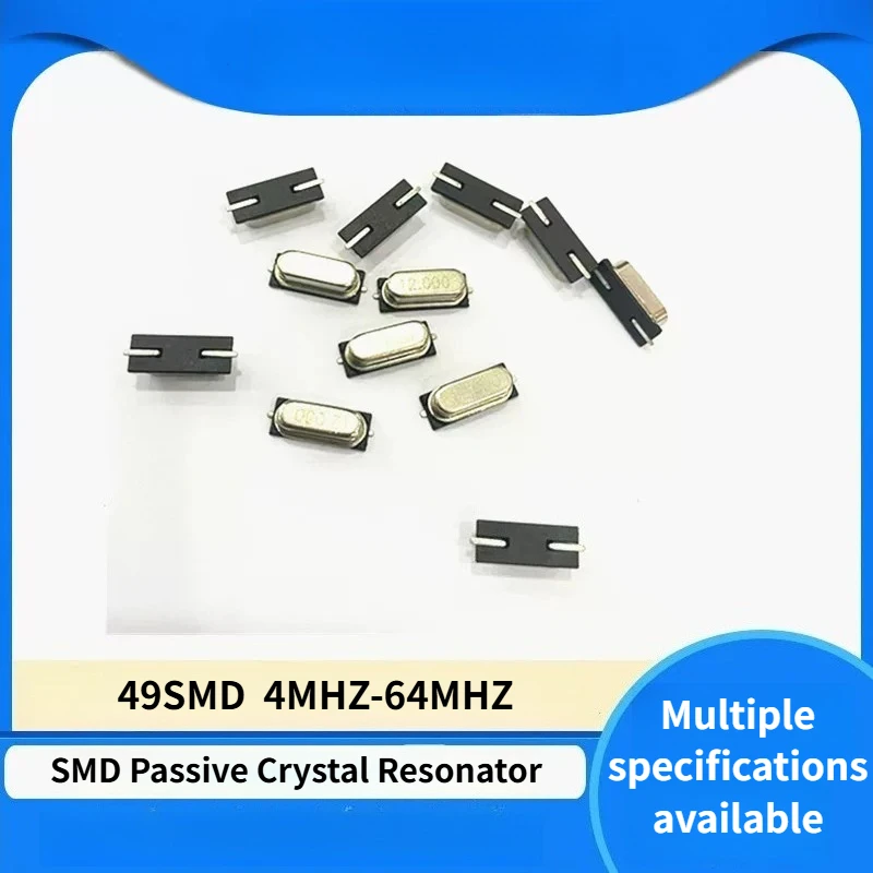 100개 49SMD 2핀 SMD 패시브 크리스탈 공진기 20MHz 석영 발진기