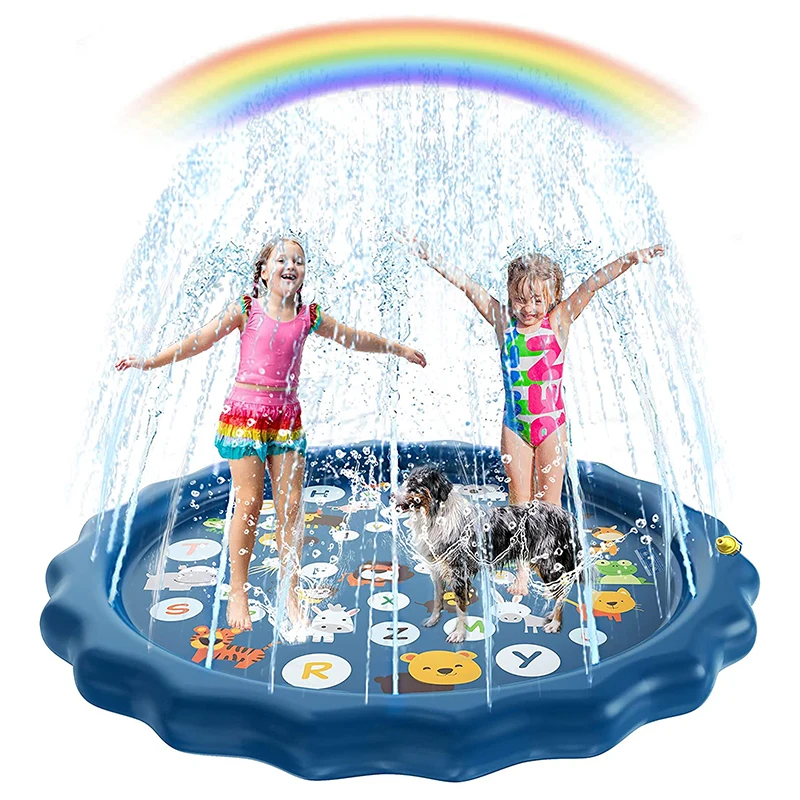 Tapis de jeu d'eau gonflable pour enfants, 100/170cm, pour pelouse extérieure, plage, Spray, tapis de jeux avec lettres, coussin amusant d'été