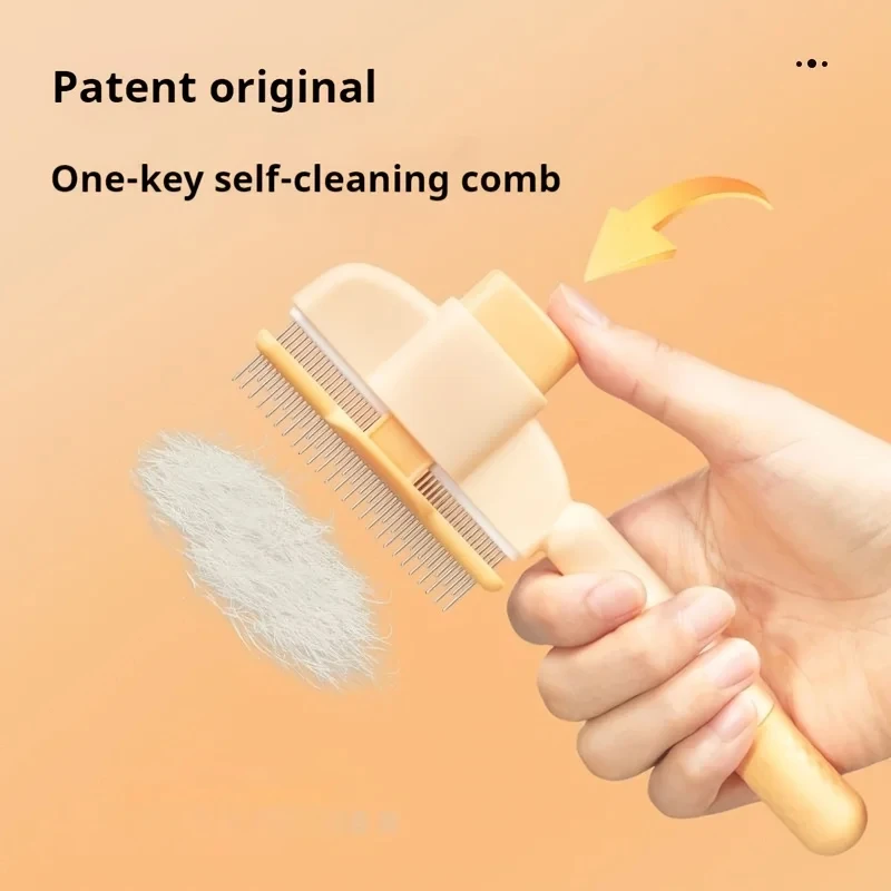 Self-Cleaning Stainless Steel Pet Grooming Brush for Cats & Dogs - One-Click Hair Removal Comb for Long & Short Hair, Durable Ba 5