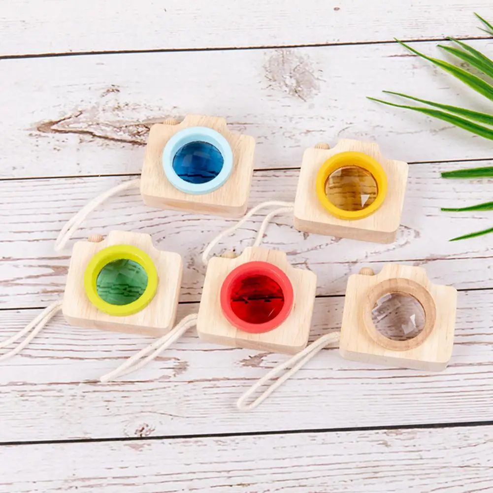 Small Entertainment Kids Wooden Camera Early Educational Toy Wooden Kaleidoscope with Hanging Rope for Souvenir children toys,kaleidoscope toy