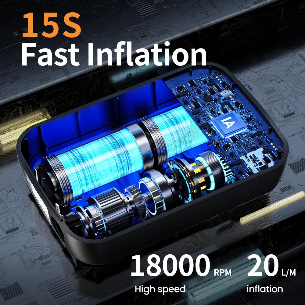Portable Car Air Pump Electric Tire Inflator Intelligent Digital Display thumbnail 3