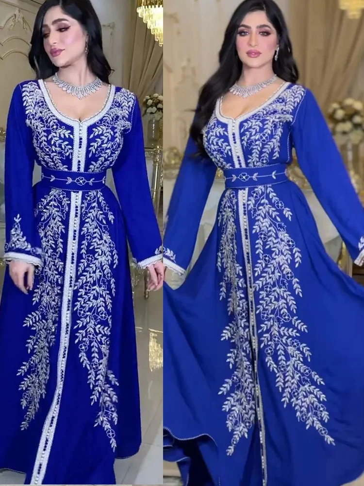 

India Turkey Muslim Abaya Dresses Women Wedding Evening Party Dress Elegant Kaftan Robe Diamond Belt Jilbab Abaya Morocco Caftan