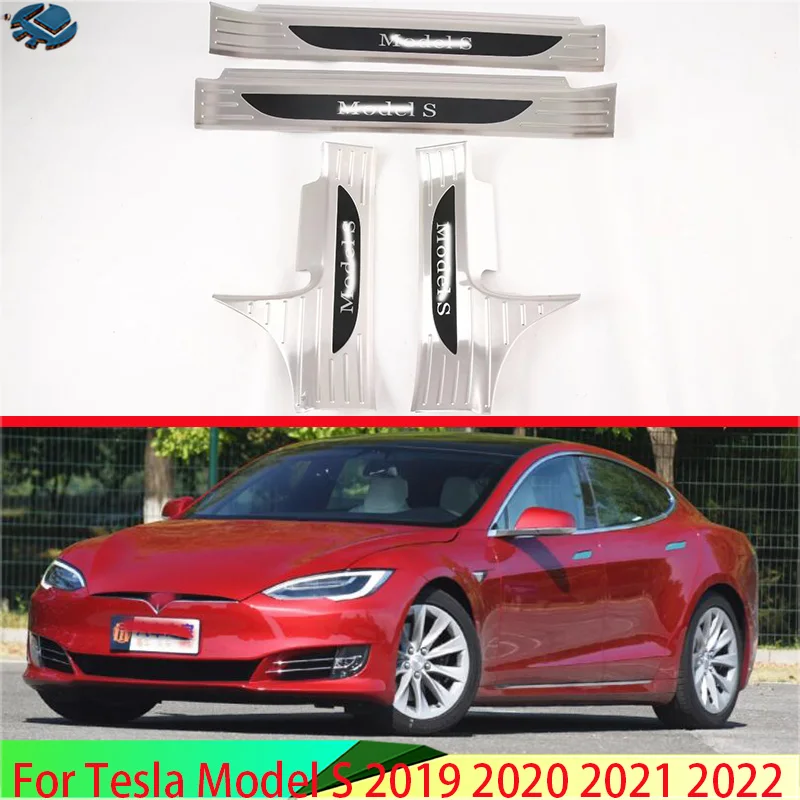 

Внутренняя Панель порога из нержавеющей стали для Tesla Model S 2019 2020 2021 2022