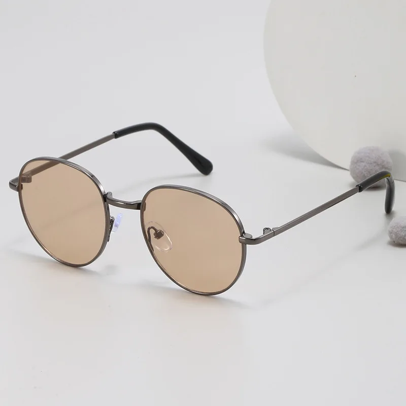 New Straight Metal Sunglasses Boys And Girls, Small Oval Children's Glasses For Babies