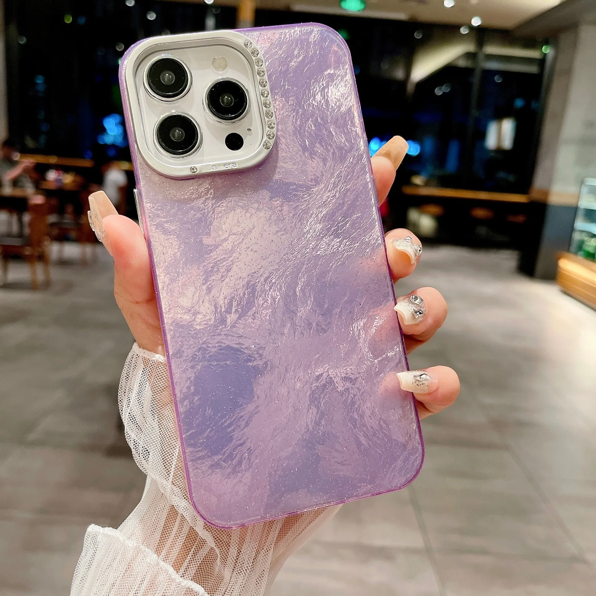Coque IPhone Miroir Pailletée Papillon Diamant - Girly Bling Pour IPhone 13 à 17 Pro Max