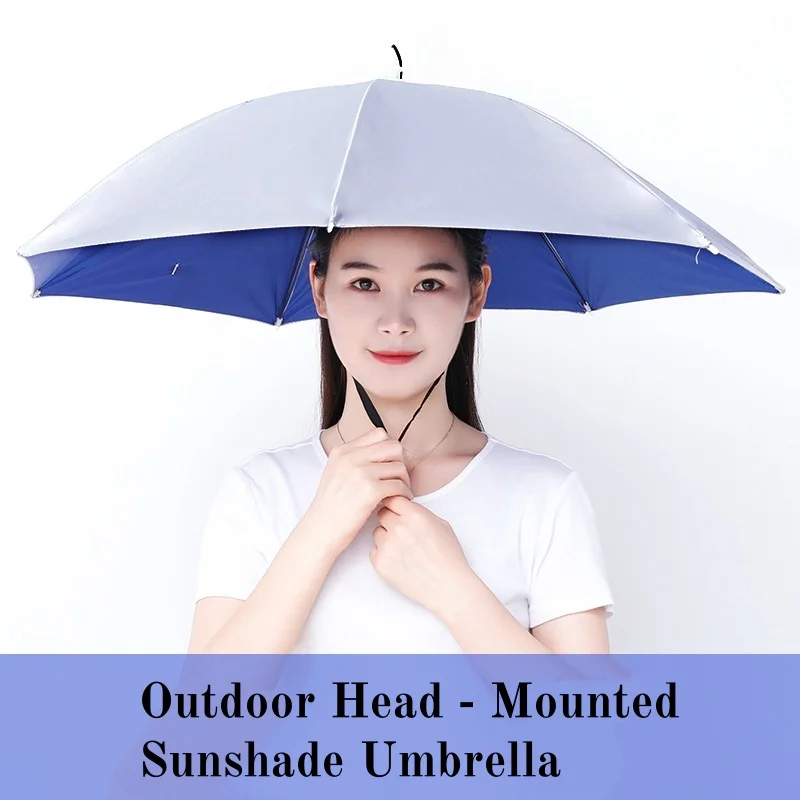 Large Foldable All-Weather Windproof Fishing Umbrella Hat - Head-Mounted Sunshade