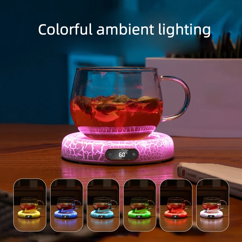 Plaque chauffante électrique avec lumières colorées, chauffe-tasse, coussin  chauffant, sous-verre, café, thé, lait, 110V, 220V