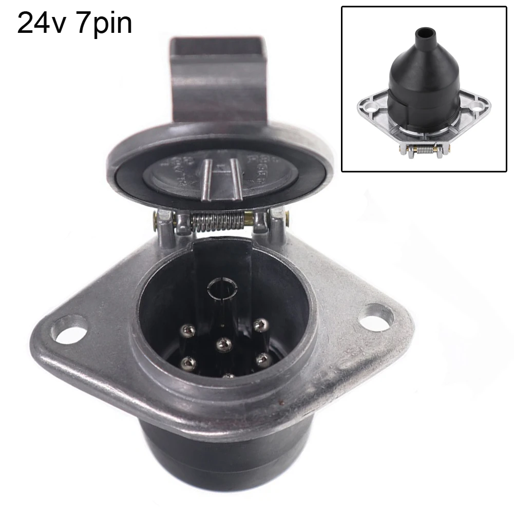 Testeur Prise Remorque Prise Remorque 7 Broches 24V - Métal Avec Cache Caoutchouc - Compatible Utilitaires & Semi-Remorques Prise Pour Remorque 7 Broches