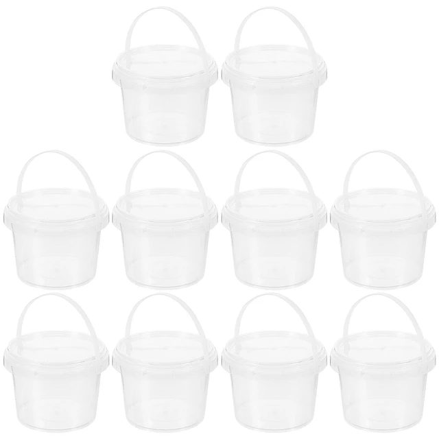 Plastic Paint Pail 0.26 -Gallon / 1000ml Clear Paint Cup with Handle and  Lid