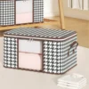 Zipper Large Visible Capacity Storage Box Portable Household Clothes Organizer With Handles Foldable Dustproof Quilt Container 5