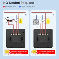 No Neutral Wire Tuya Smart WiFi RF433 Fan Ceiling Light Switch Timer Wall Glass Touch Switch Backlight Timing Control Voice - Image 5