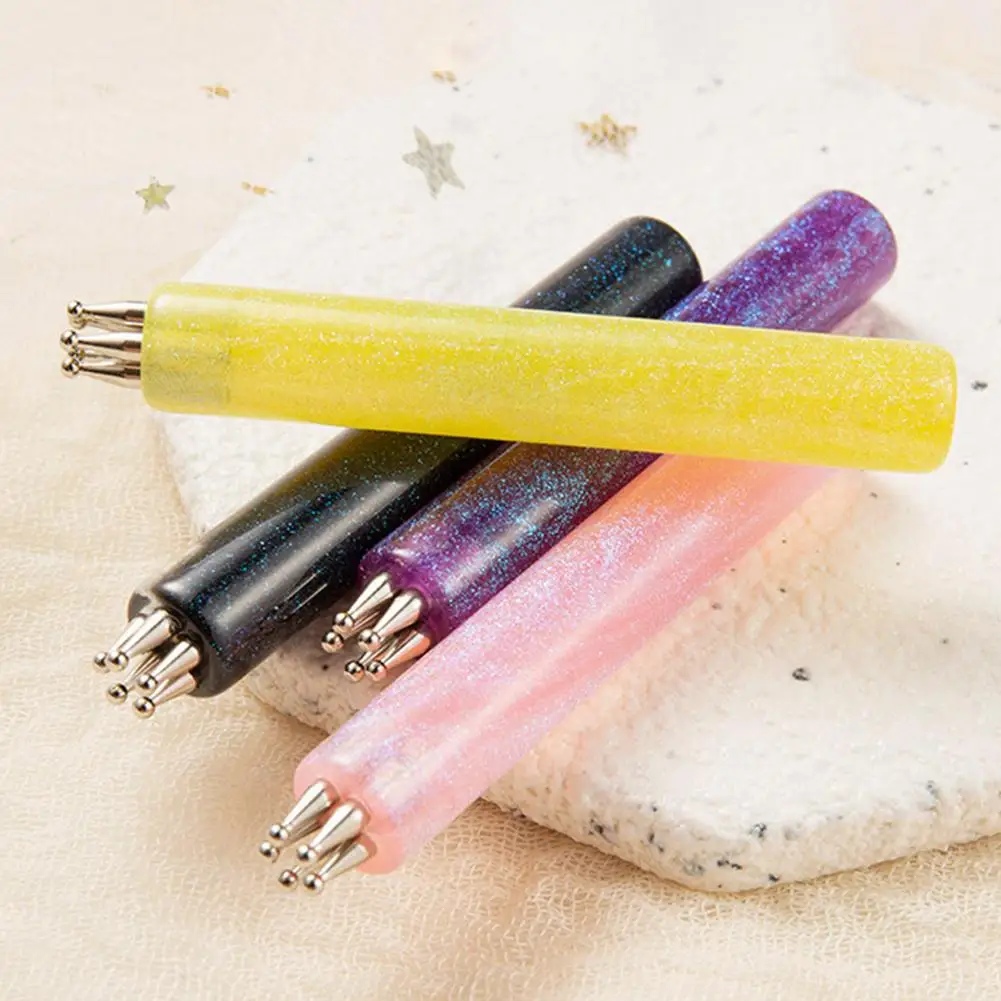 DIY 네일아트 5잎 꽃무늬 도트 도구 플라워 크리에이터 1.8mm 미세 팁 라인스톤 픽커 글리터 핸들 매니큐어 네일 도구 브러쉬