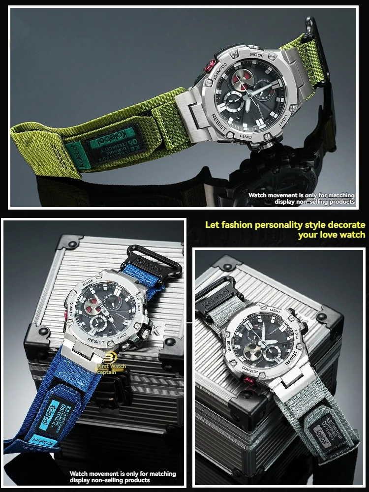 Nylon Canvas Watch Band for Casio 5513 G-SHOCK GST-B100 S110 S120