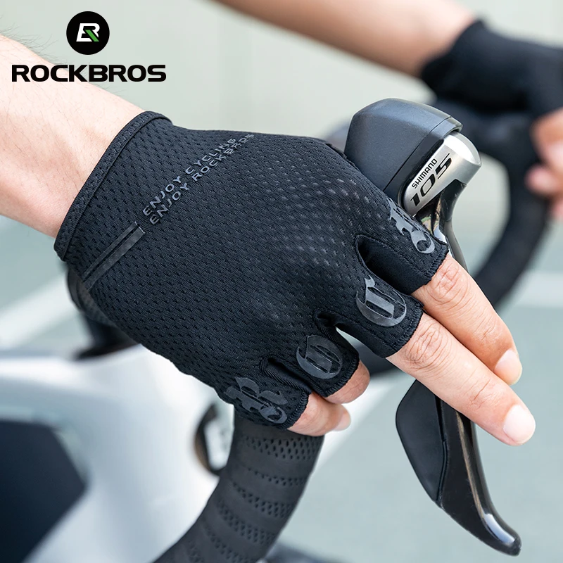 ROCKBROS Cycling Gloves Bike Shockproof Half Finger Gloves Breathable Anti-shock Bike Short Gloves Summer High Elasticity Gloves 6