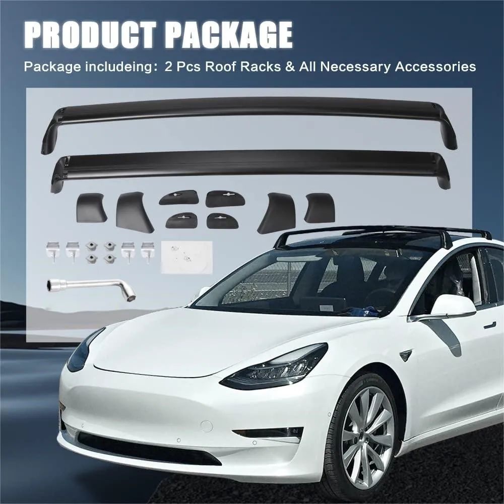 Lockable Aluminum Alloy Roof Rack For Tesla Model 3/Y Side Rails Bar Aluminum  Roof Rack Cross Bars - AliExpress