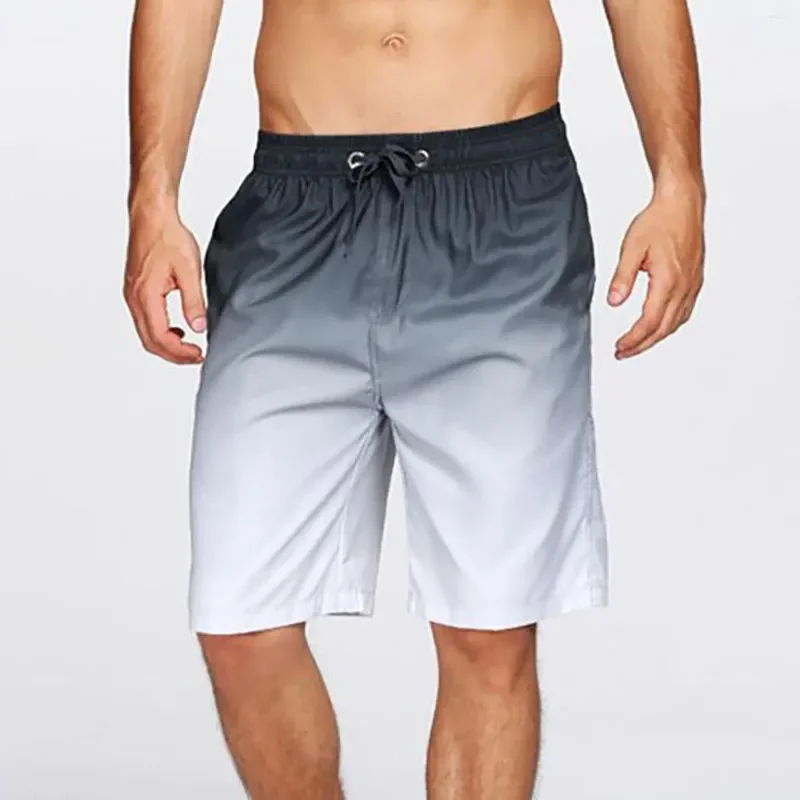 Gradient Swimming Trunks Mens Beach Pants Hot Spring Summer Holiday Shorts Lace Up Pocket Elastic Rise Shorts For Man шорты 5