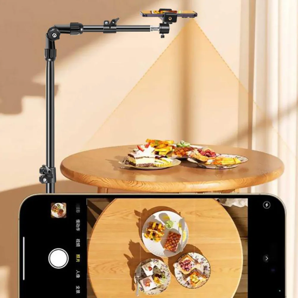 Horizontal Overhead Tripod Adjustable Cell Phone Tripod Stand for Filming Video Recording Live Stream