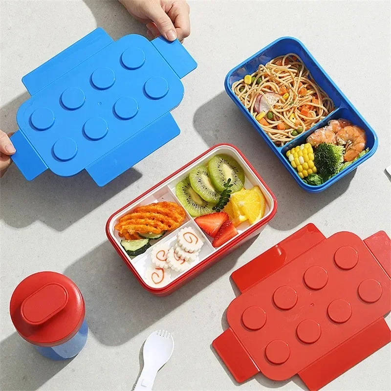 Lunch Box DIY Building Block Portable Modular for Children Student Outdoor Picnic Bento Food Storage Container Fruit Salad Box - 3