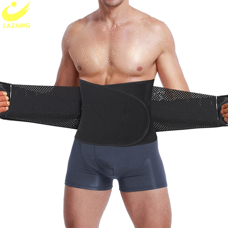 LAZAWG Waist Trainer Fitness Trimmer Belt Mens Sauna Corsets Abdomen Slimming Body Shaper Weight Loss Sweat Workout Fat Burner