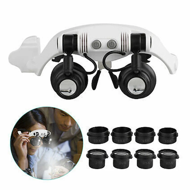 Magnifying Glasses with LED Light Headband Illumination Adjustable Magnifier  Loupe with 5 Lens Glass for Reading Repair Tools - AliExpress