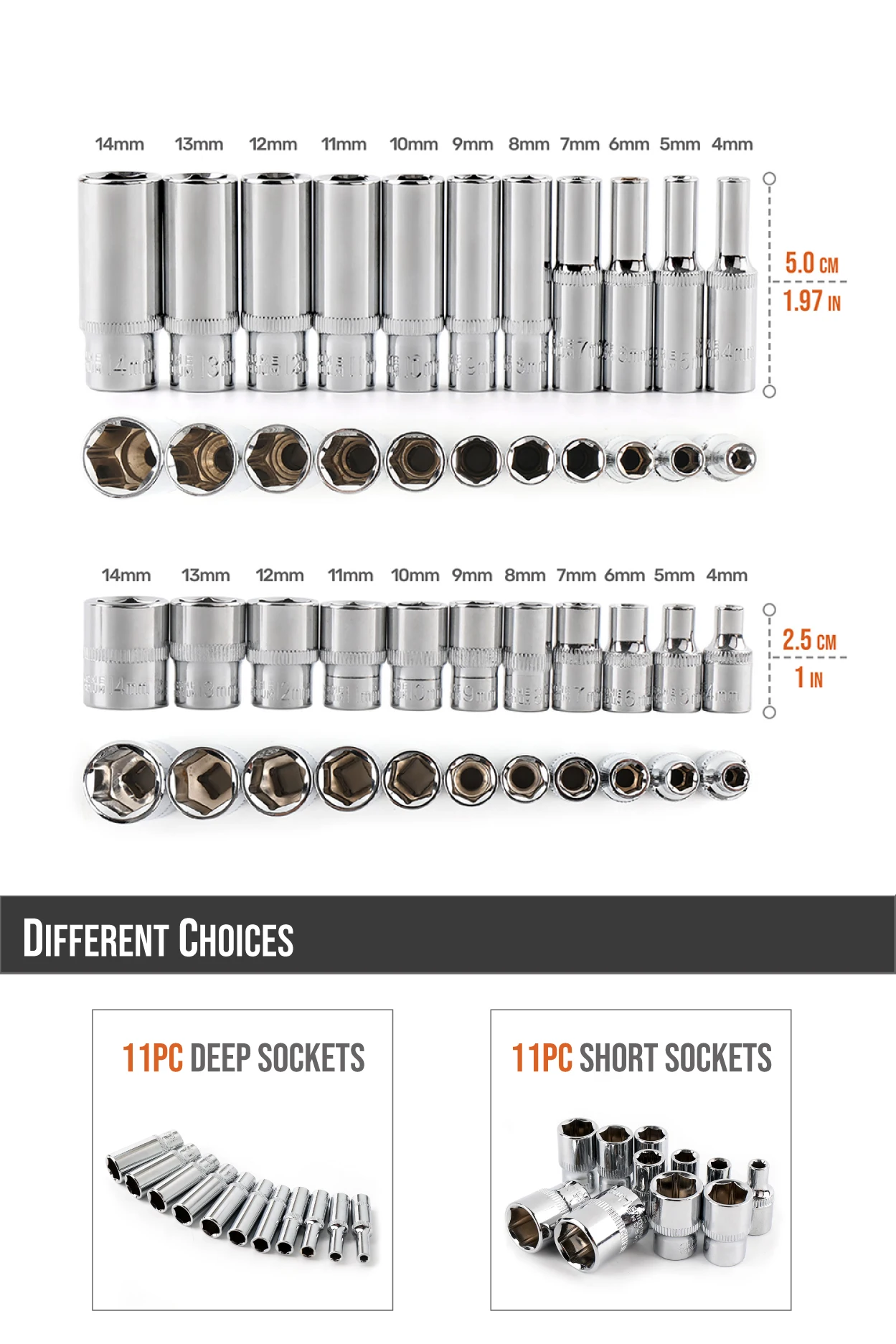 Description Picture 5 of item3/8" Drive Socket Set Short/Long Deep Sockets CRV Hand Tools Head Adapter for Torque Spanner Ratchet Socket Wrench 4mm -14mm