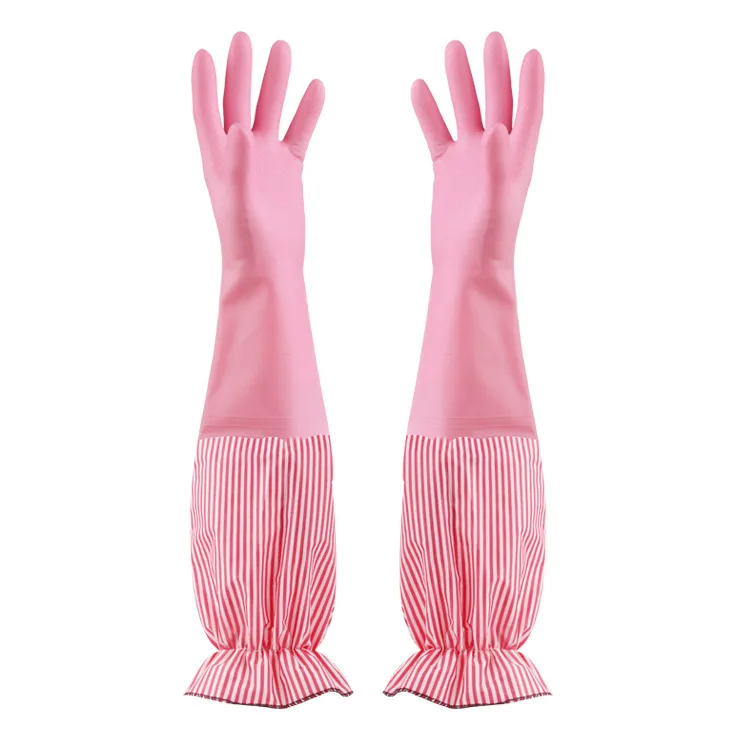 Yaxin 1 Paire Gants de Nettoyage Ménagers Pvc + Glants de Cuisine de Cuisine  en Peluche, Taille L - Morandi Pink-TVC-Mall.com