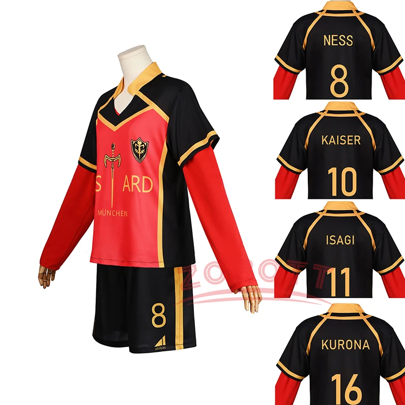 Blue Lock Anime Cosplay Costume Bastard Munchen Red Uniform Ness Kaiser