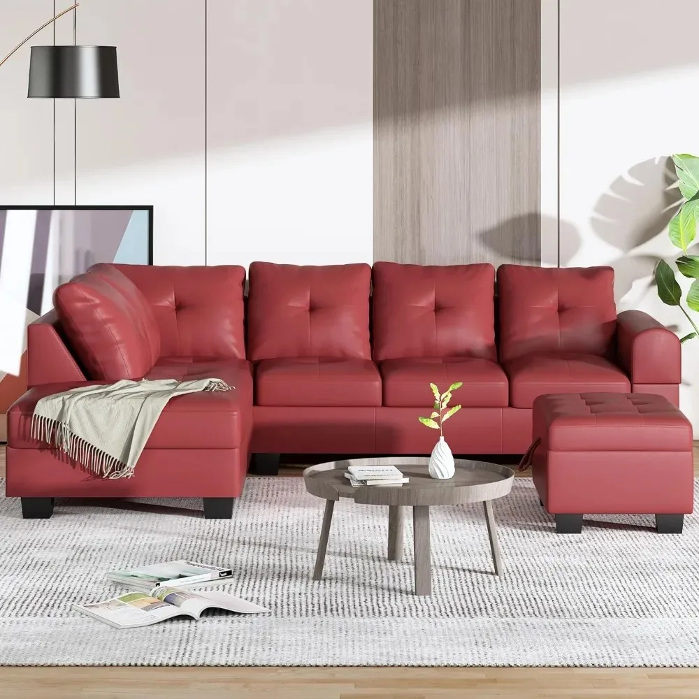 

Living Rooms, L Shape Modular Sofa Set with Storage Ottoman Chaise,PU Leather Living Room Furniture Couch Sets,Livings Room Sets