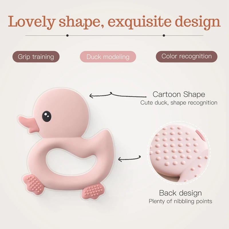 1Pc Baby Silicone Teether Toys BPA Free Silicone Duck Shape Teether Toys Food Grade Nursing Teething Toys For Nreborn Gift 3