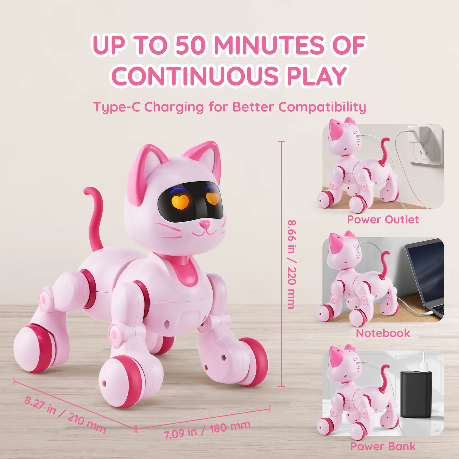 VEVOR Intelligent Remote Control Robot Cat Electronic Stunt Voice Command Programmable Touch-sense Music Song Children's Toys 6