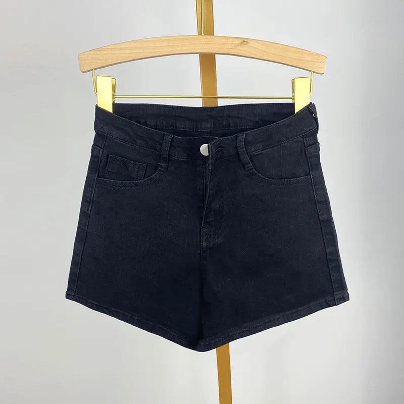 Ultra-high waist single-breasted denim shorts women's summer 2022 new retro Korean elastic thin hot pants women