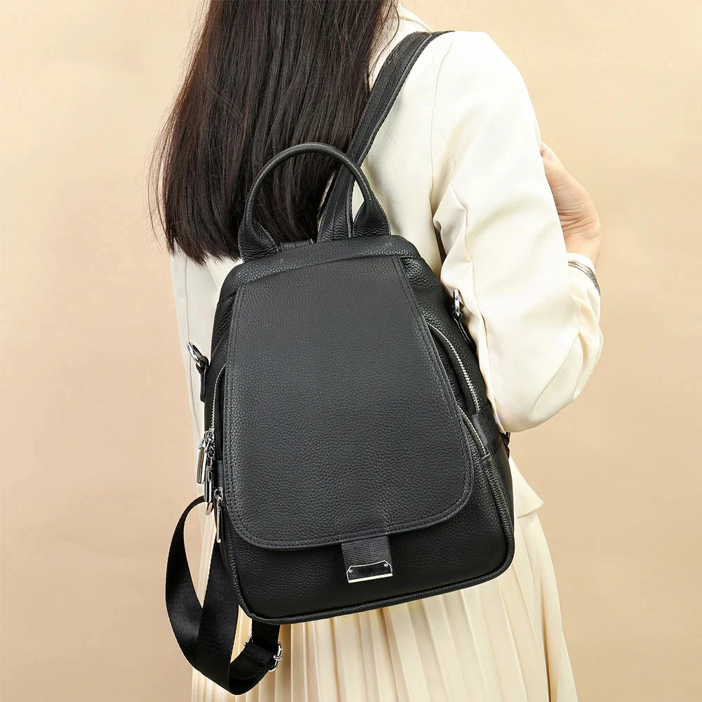 

Genuine Leather Backpack Bag Female 2024 New Fashion all-in-one Anti-theft pack Girl's Student Schoolbag Travel Woman