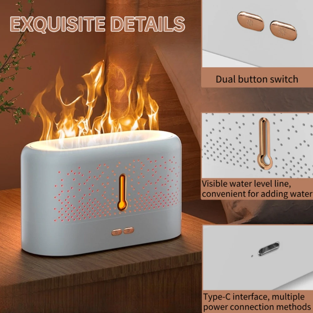 Colorful Flame Air Aroma Diffuser Humidifier Ultrasonic Cool Mist Maker Fogger Led Noiseless Essential Oil Flame Lamp home fragrance products