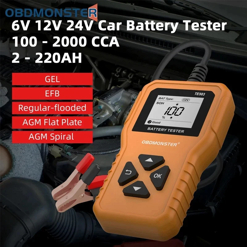 Car Battery Tester 100-2200 CCA Battery System Analyzer BM550 Auto Battery Tool 6V 12V 24V Car Battery Detect Accessories