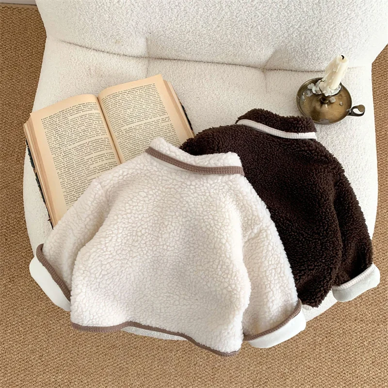 Newborn padded thickened Jackets Girl Fleece Warm Coat Infant Toddler Lamb Wool Outwear Boys Bow Thick Outerwear Baby Clothes
