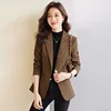 High-End Coffee Suit Jacket Ladies Blazer Tops 2024 New Spring Autumn Leisure Coat 1 Button Slim Suit Coat Casaco Feminino 2