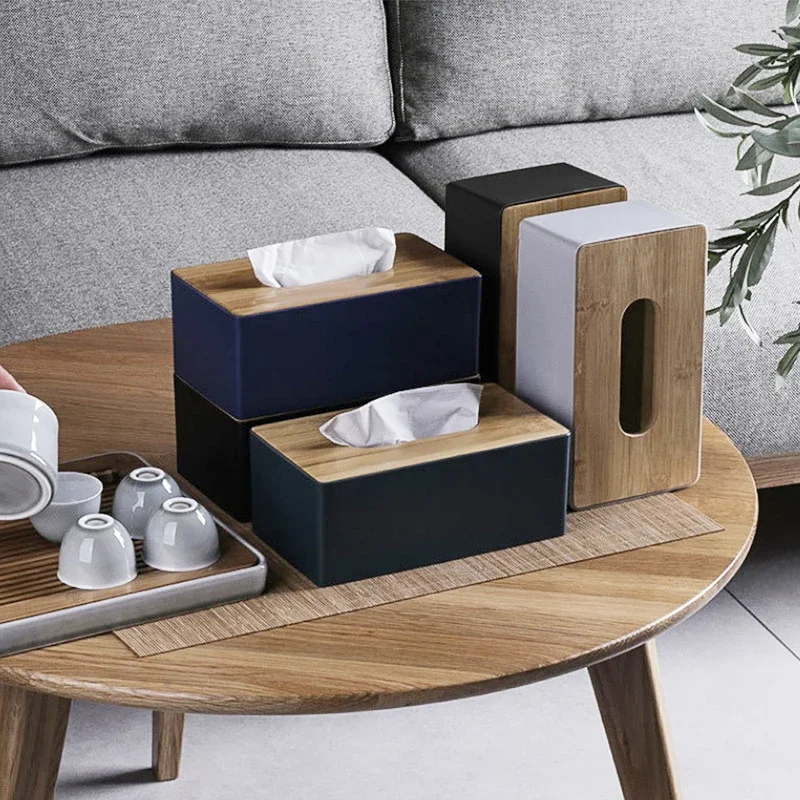 

Wooden tissue holder household tissue storage box detachable tissue box elegant and simple