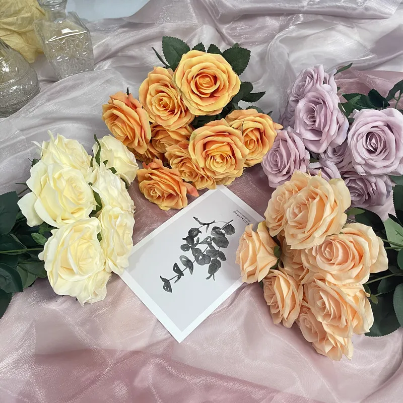 Exquisite Dutch Rose Bridal Bouquet - Elegant Artificial Floral Decoration for Weddings, Home Decor, and Photography Props
