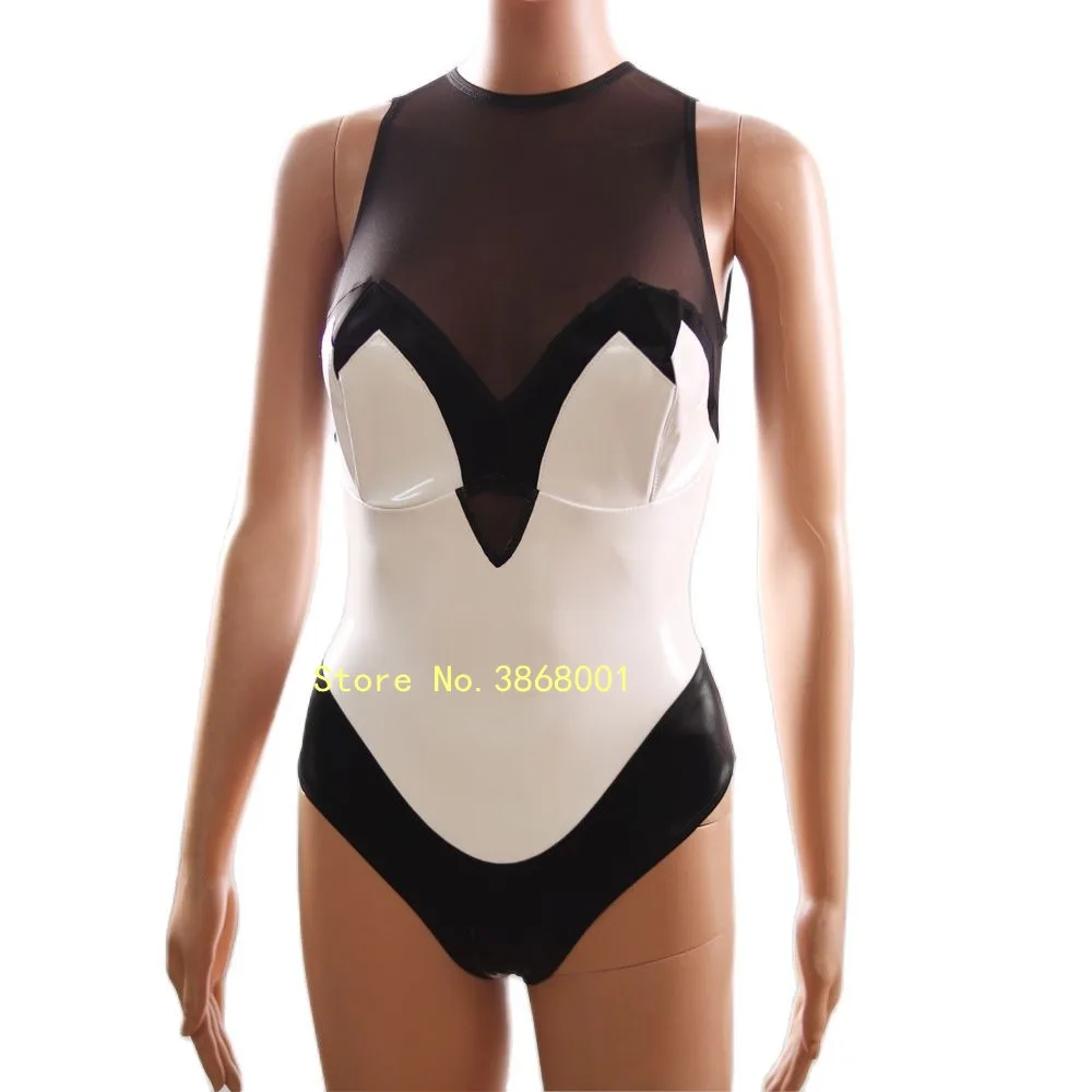

Sexy Women's Bright Face Spliced Trianglejumpsuit 3D Chest Night Club Show Bodysuit
