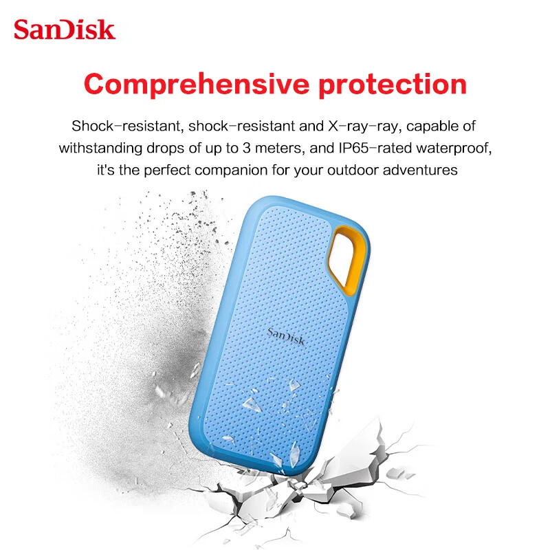SanDisk Extreme Portable SSD USB 3.2 Gen 2 Type-C Solid State Drive 1TB 2TB Max 1050Mb/s External Hard Drive Colorful Hard Disk