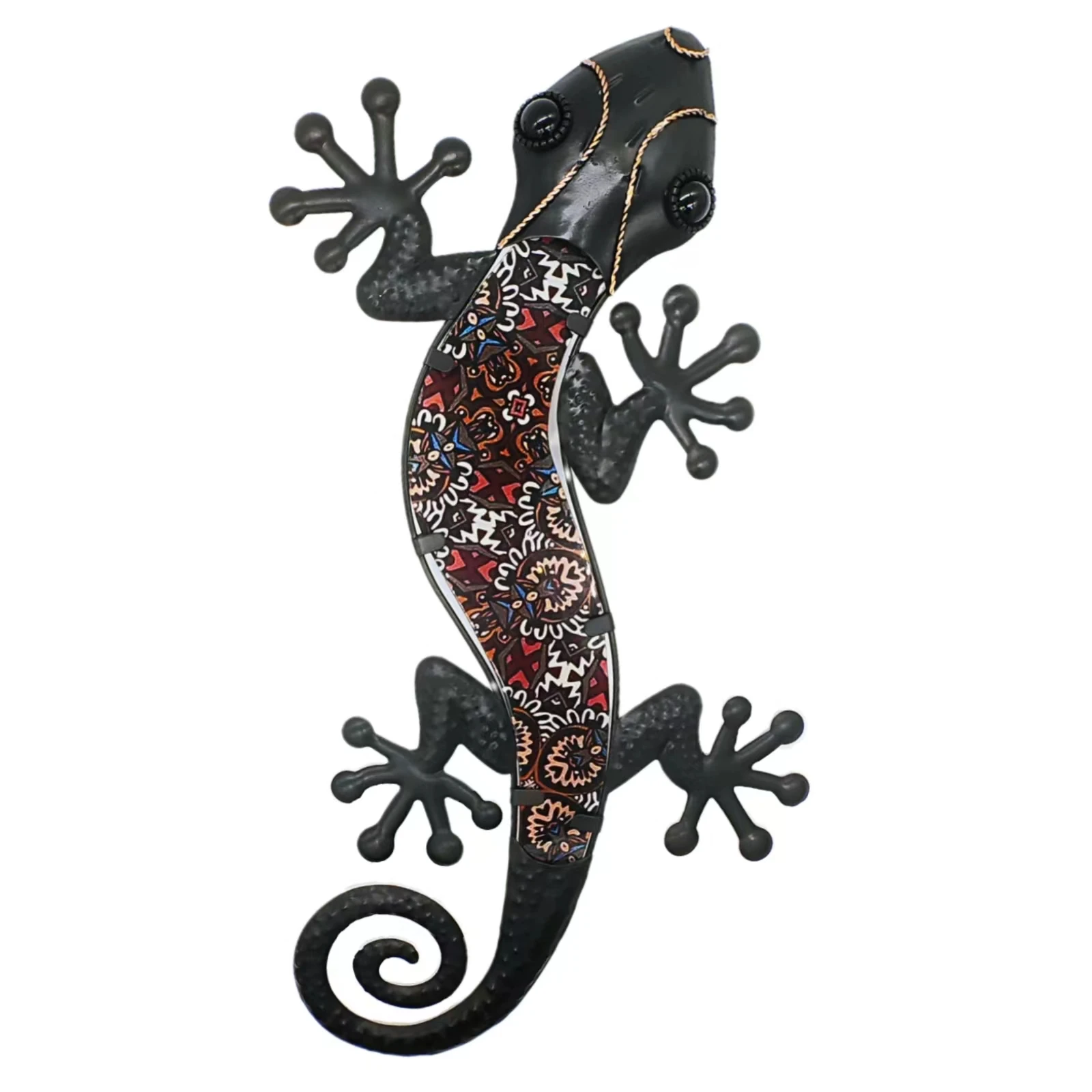 MetalGeckoLizardwithGlassWallDecorforHomeGardenDecorationAnimalOutdoorStatues