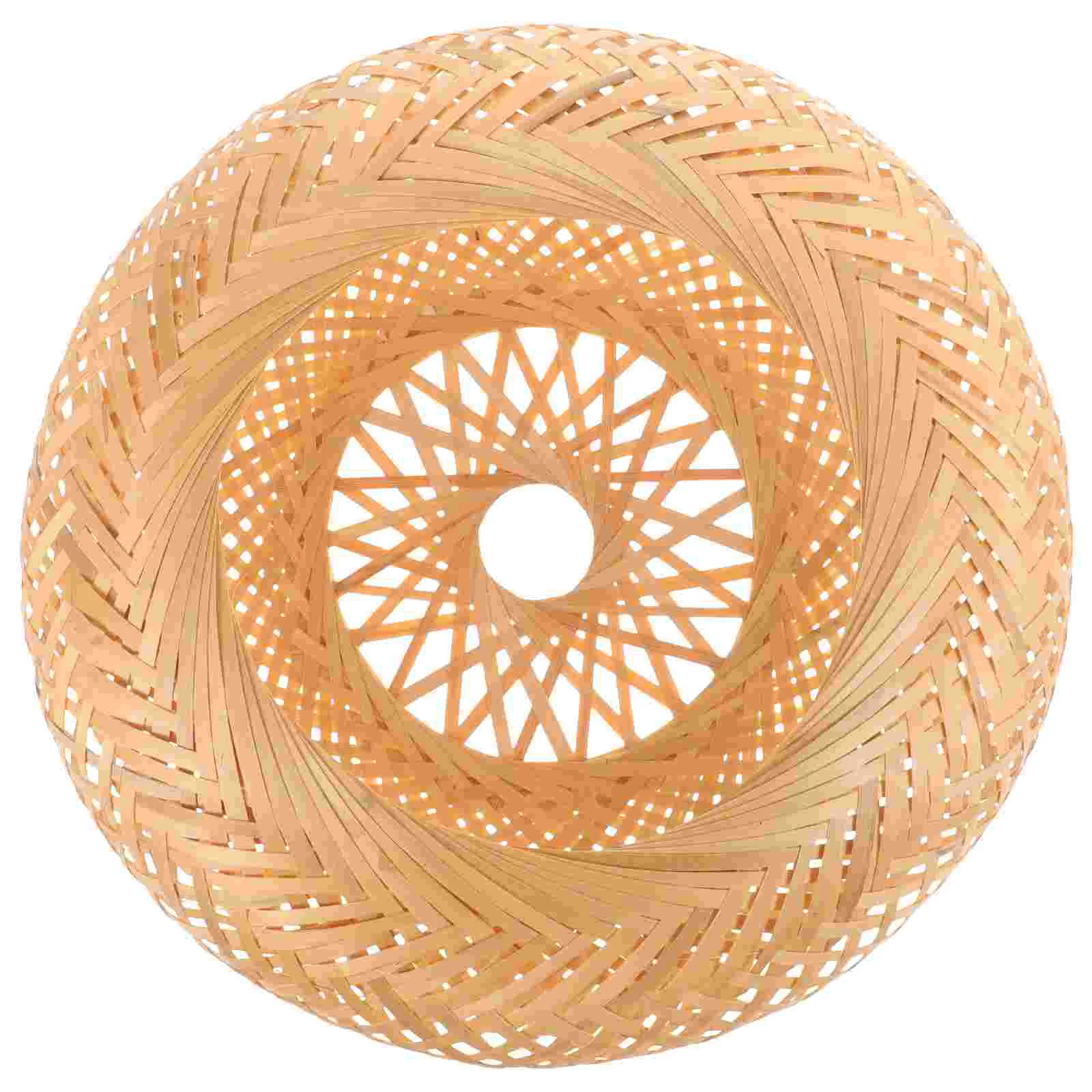 

Bamboo Pendant Light Shade Rattan Basket Chandelier Lamp Shade Weaved Lighting Bulb Cage Guard Rustic Hanging Light Fixture