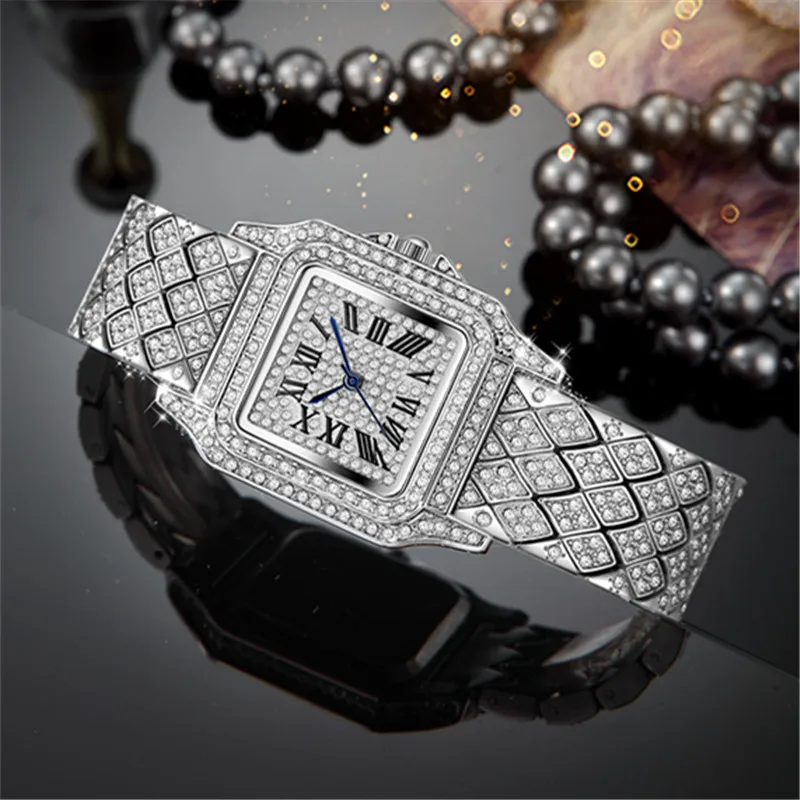 Big Brand Luxury Watches For Women Hip Hop Diamond Golden Casual Alloy Band Simple Quartz Watch Relogios Feminino Fashions 2024