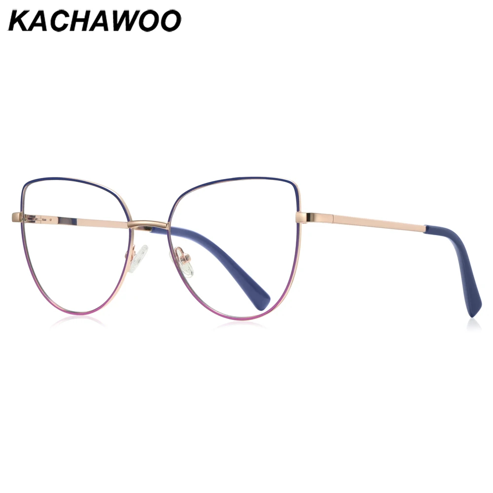 

Женские очки кошачий глаз Kachawoo, синие, голубые, фиолетовые Модные металлические очки в оправе для женщин, модный Европейский стиль