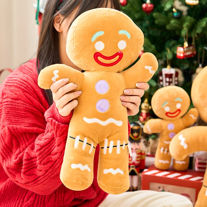 30-60cm Gingerbread Man Anime Plush Toys Cookies Man Stuffed Doll Soft Sofa Cushion Room Decor Christmas Decor Xmas Kid Gifts