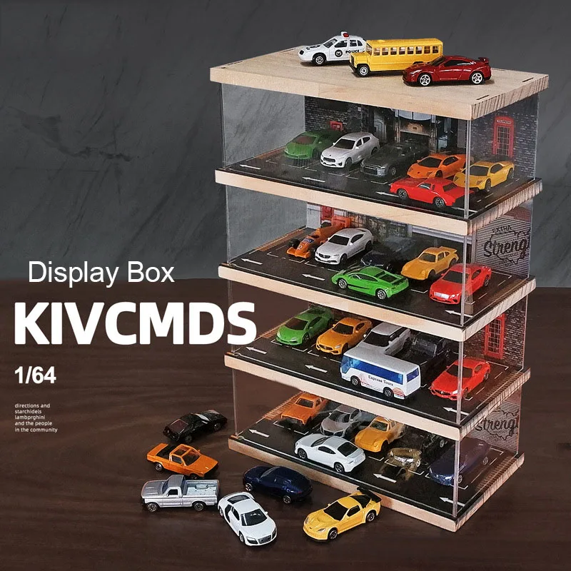 1/64 Display Box Toy Car Model Parking Lot Acrylic Plastic Transparent