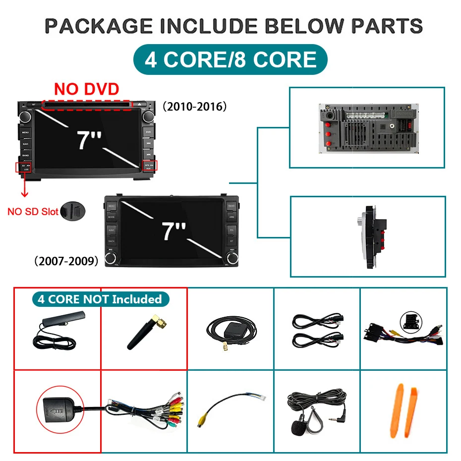 Radio para coche CarPlay inalámbrico de 8 núcleos, pantalla de 7 pulgadas, Android 15, accesorios estéreo para KIA Ceed Venga 2007-2016, Bluetooth, autorradio, sistema inteligente, reproductor Multimedia, navegación GPS 3