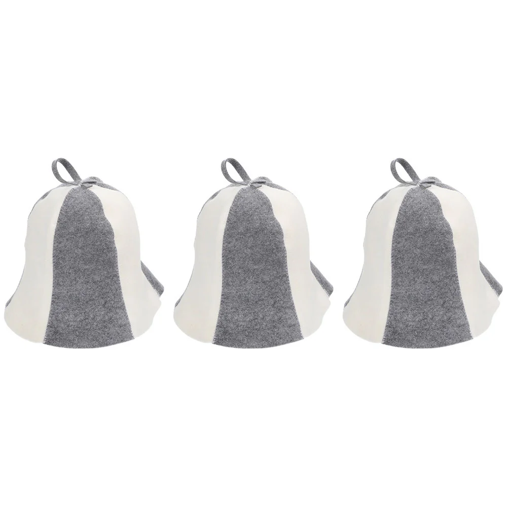 

3 Pcs Felt Sauna Hat Thick Hats Bathing Caps for Men Take Unisex Shower Women's Has