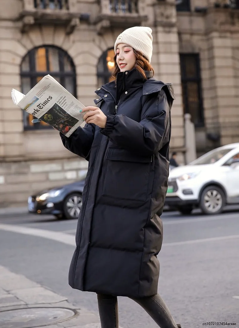 Down padded jacket women\'s winter clothing 2023 new style Korean loose cotton-padded coat mid-length padded jacket bread coat