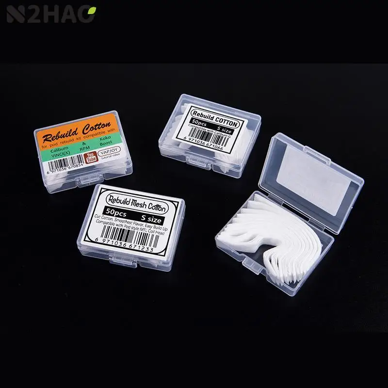 

50Pcs/box Rebuild Cotton For Caliburn G Koko Vinci Rpm2 Tpp Coil Head Rebuild Cotton New Mesh Core Nonwoven Accessories
